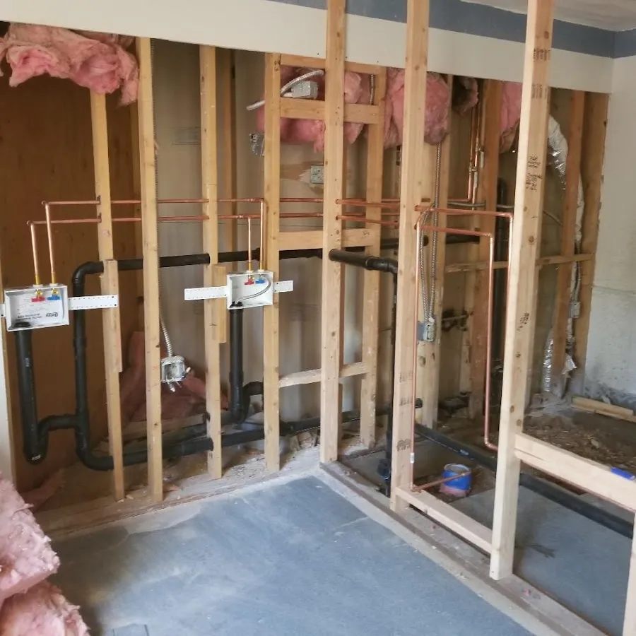 Copper pipe rough-in and plumbing installation in Monroe